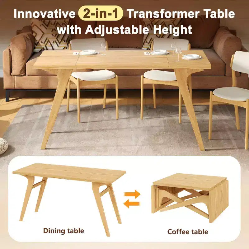 Table basse 2 en 1, table à manger extensible, table à hauteur réglable pour la maison et le bureau, peu encombrante - ModernLuxe