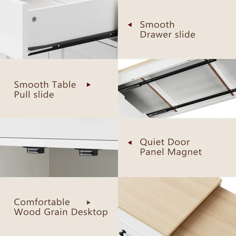 Îlot de cuisine Abner avec table à manger extensible