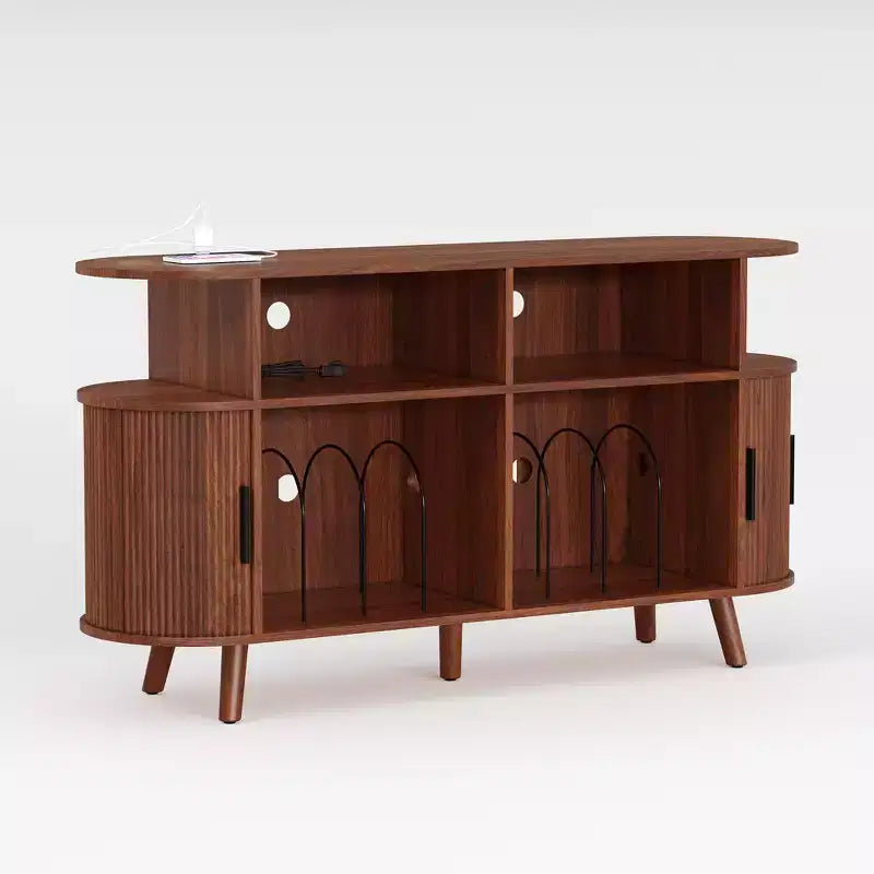 Meuble de rangement pour 6 bouteilles COZONY avec porte-verres et étagères ouvertes pour cuisine, salle à manger et salon