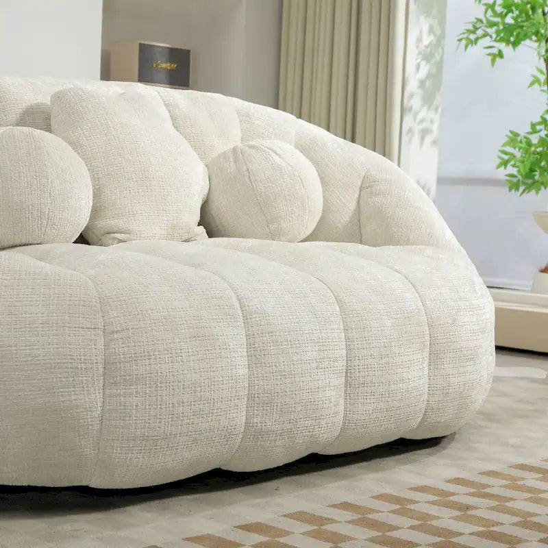 Fauteuil de salon en chenille blanc 63,78 cm avec rembourrage en mousse haute densité