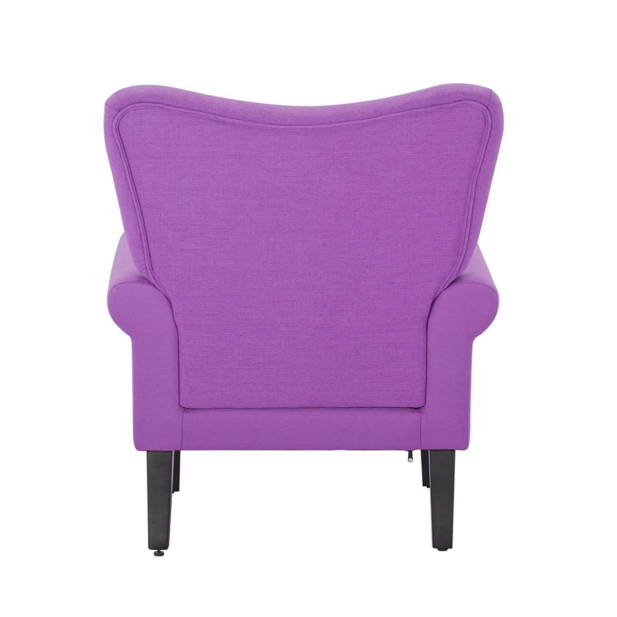 Fauteuil d'appoint moderne Erommy, fauteuil à dossier haut, canapé simple en tissu rembourré avec boutons et pieds en bois pour salon