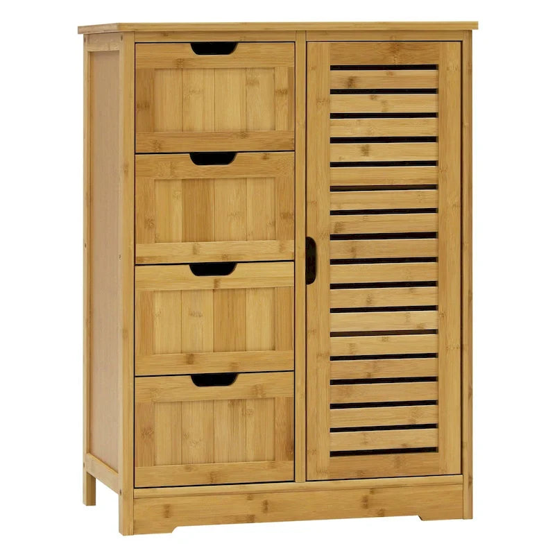 Meuble de Rangement Salle de Bain VEIKOUS sur Pied avec 4 Tiroirs