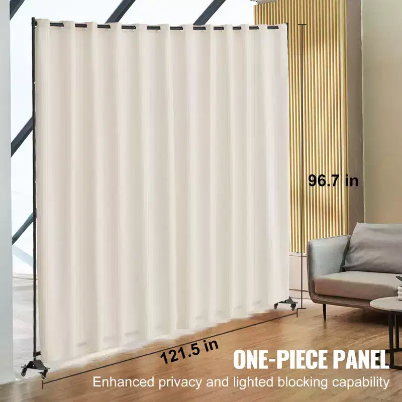 Séparateur de pièce VEVOR, séparateur de pièce portable avec roulettes, support de rideau, écran de confidentialité autoportant pour bureau, beige
