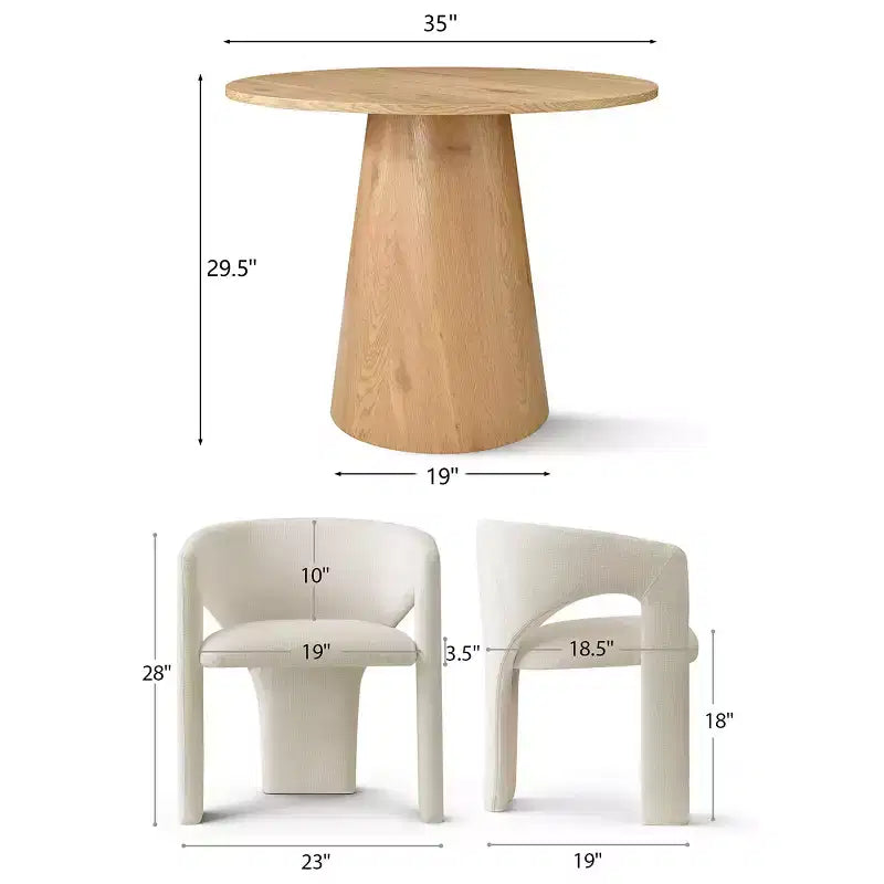 Petit ensemble de salle à manger pour 2 personnes, chaises rembourrées beiges, table à manger ronde sur pied, meubles de cuisine modernes et compacts - Panipeachy