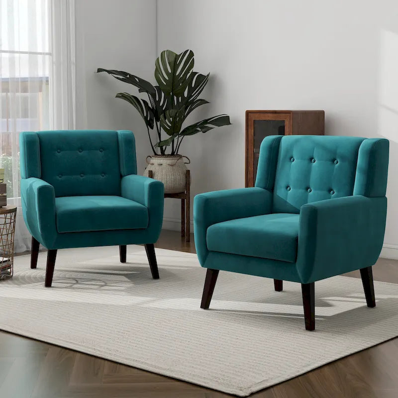 Lot de 2 fauteuils de salon en velours avec accoudoirs