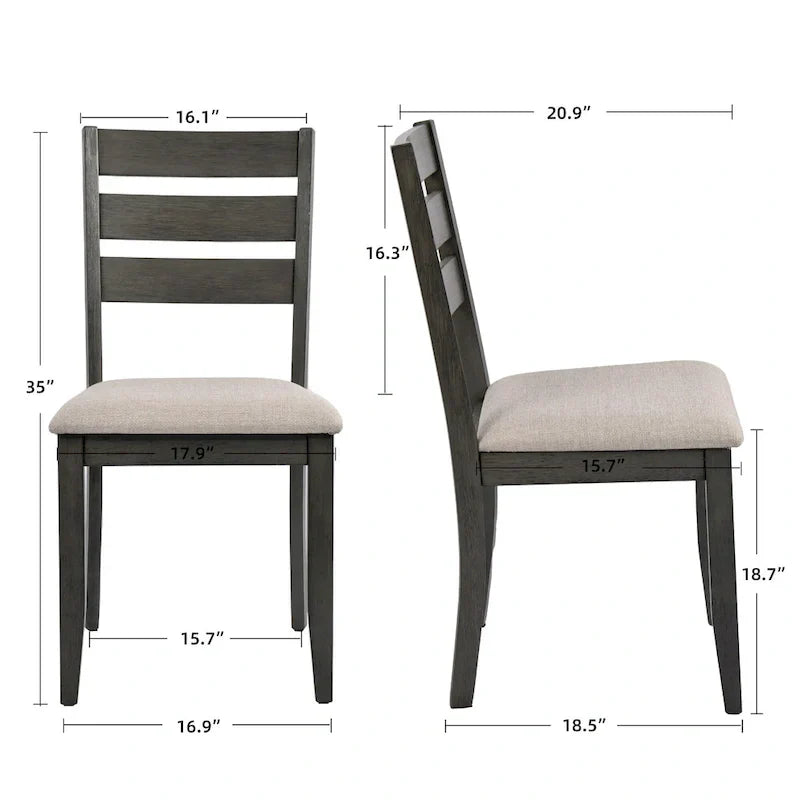 Lot de 4 chaises de salle à manger en bois à dossier à lattes