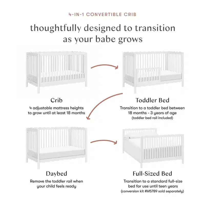Lit de bébé convertible 4-en-1 Swell de Babyletto avec kit de conversion en lit de tout-petit