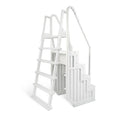 Escalier de piscine facile Blue Wave avec échelle extérieure pour piscines hors sol - 32,5 po L x 56 po P x 81 po H