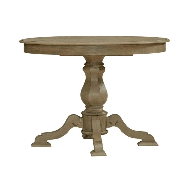 Table à dîner ronde sur pied Magnolia Manor avec rallonges escamotables - 2 finitions