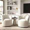 Fauteuil baril pivotant à 360 degrés SEYNAR moderne en velours avec dossier capitonné, lot de 2