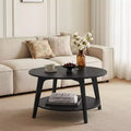 Table basse ronde marron miel avec 2 niveaux de rangement, mesurant 80 x 45 cm, idéale pour le salon