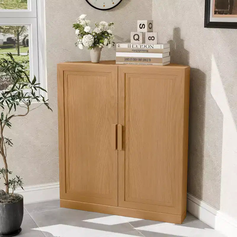 Meuble d'angle Dovelina avec étagères réglables, buffet, meuble à vin, meuble de cuisine et de salle à manger avec portes en bois - 31H x 31L, 36H x 31L