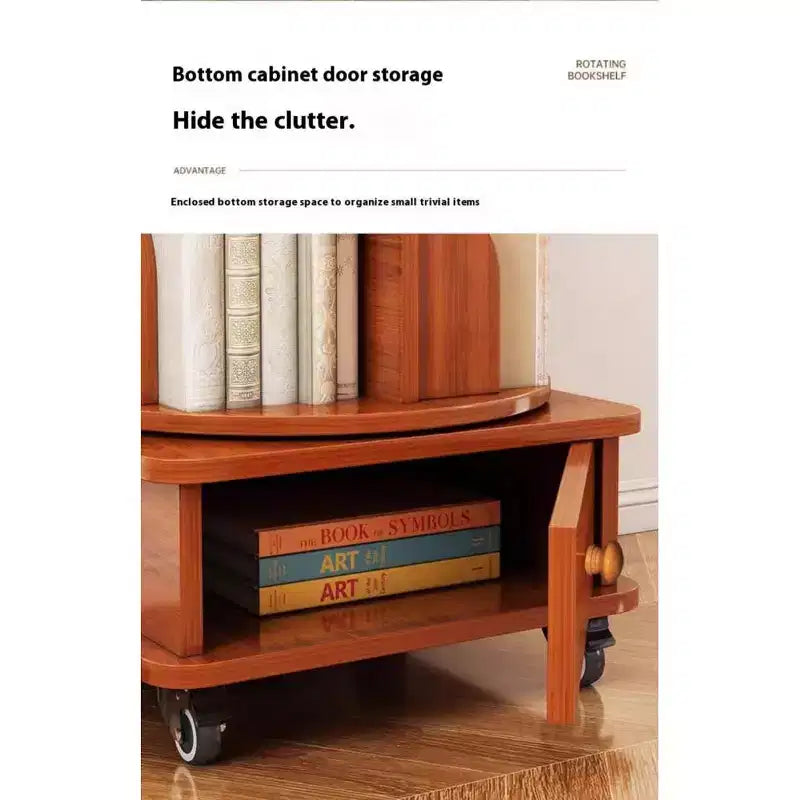 Bibliothèque d'angle pivotante à 360° Chic Crate à 6 niveaux avec roulettes, étagère étroite pour petits espaces, marron noyer