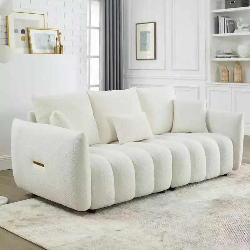 GDFStudio Alanna Canapé 3 places moderne en tissu peluche 79,5 po avec oreillers