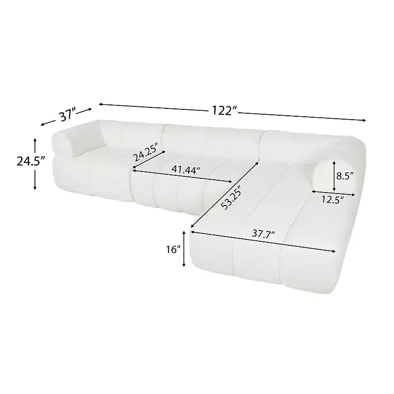 Canapé d'angle moderne Christopher Knight Home Keri 122 en mousse haute densité avec dossier bas