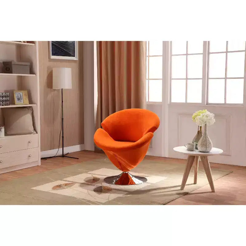 Manhattan Comfort Lot de 4 Chaises d'appoint pivotantes Tulip Orange/Jaune : Revêtement en velours, Aucun assemblage requis
