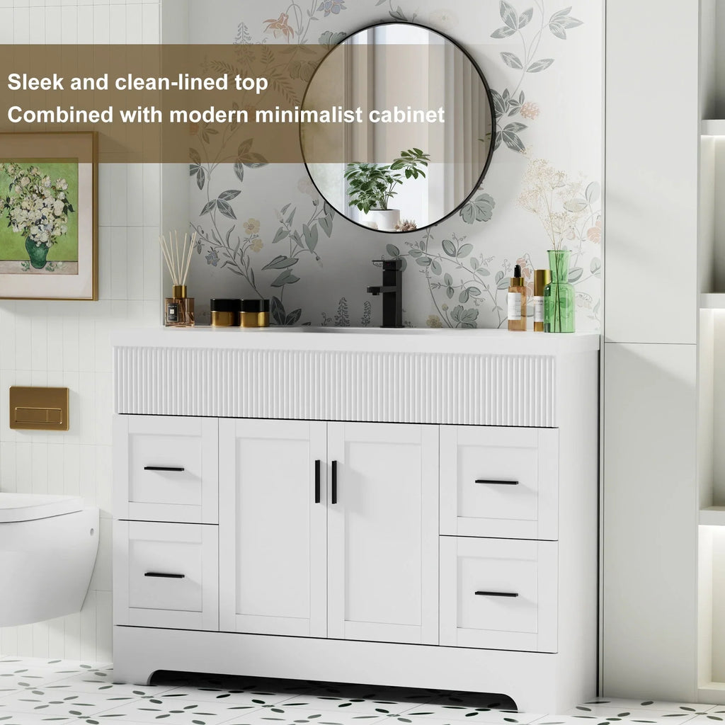 Meuble-lavabo de salle de bain Wavy Line 30/36/48 avec évier et robinet
