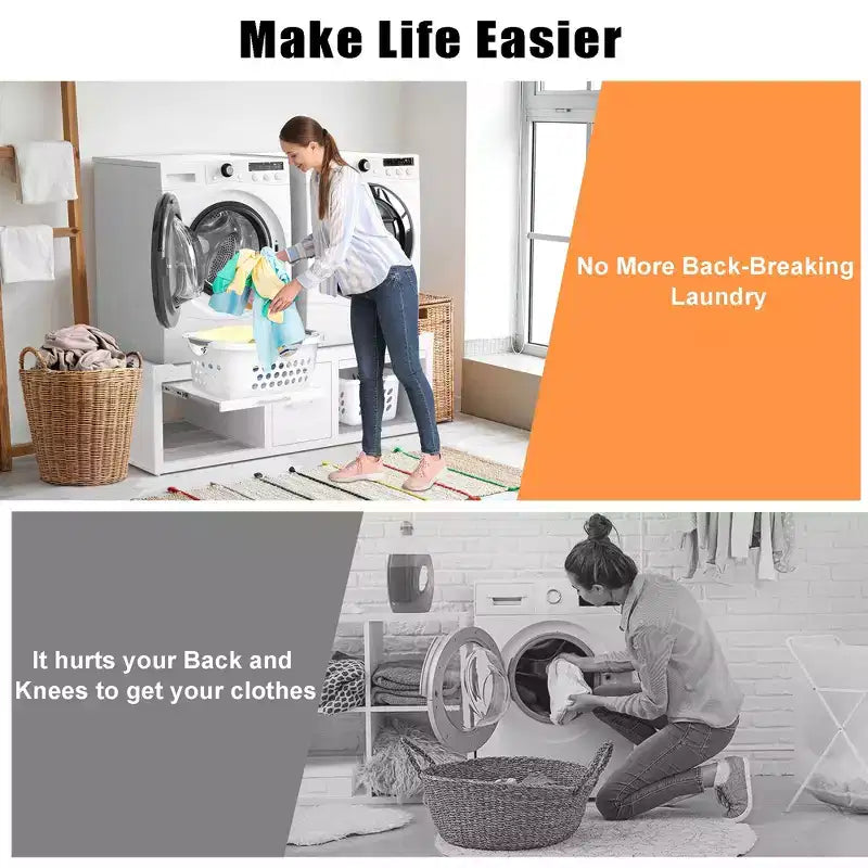 Pieds de machine à laver et sèche-linge GDLF, support universel pour machine à laver et sèche-linge avec étagère coulissante, blanc