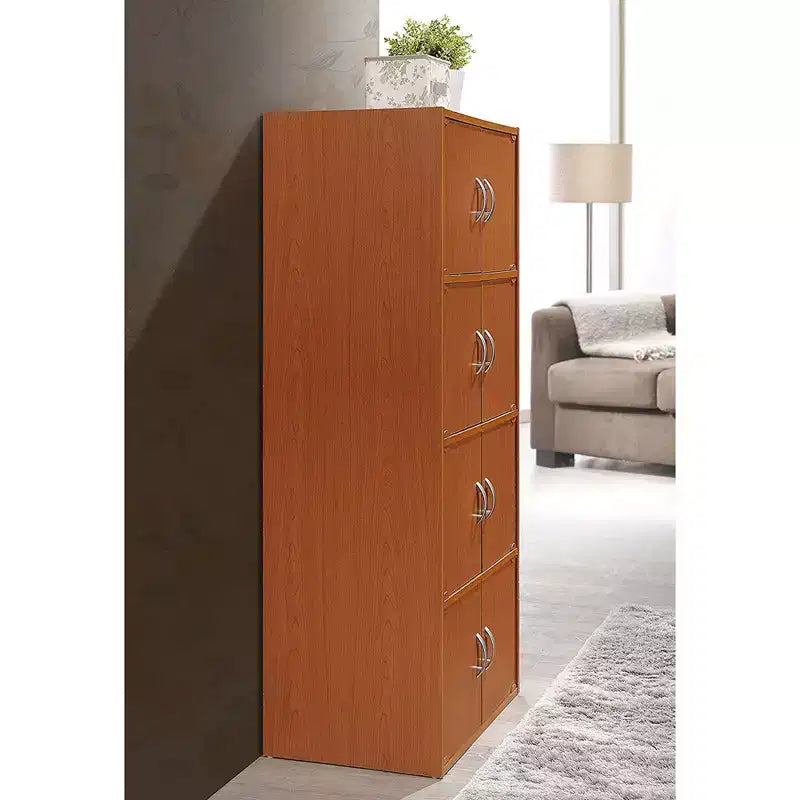 Hodedah HID44 Meuble de rangement multifonctionnel fermé à 8 portes pour la maison et le bureau, finition bois de hêtre