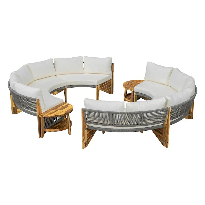 Ensemble de jardin 6 places avec coussins et 1 table basse