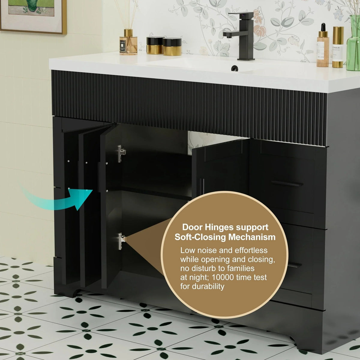 Meuble-lavabo de salle de bain Wavy Line 30/36/48 avec évier et robinet