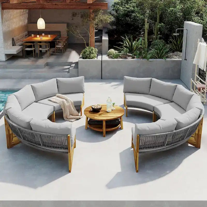 Ensemble de jardin 6 places avec coussins et 1 table basse