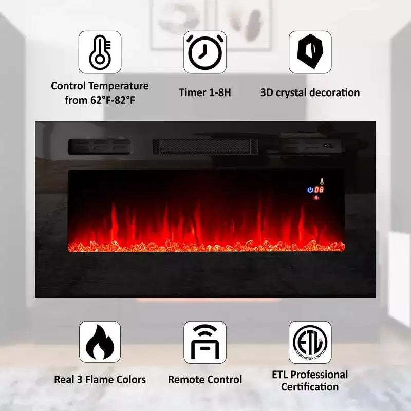 Meuble TV moderne laqué avec cheminée électrique intégrée AMERLIFE
