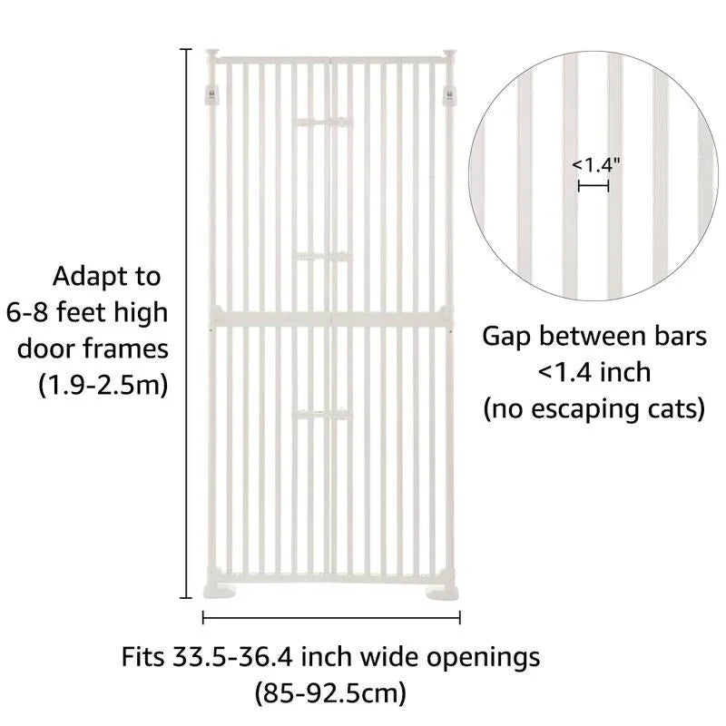 unipaws Barrière Extra Haute pour Chat 188 cm avec Portes et Serrures