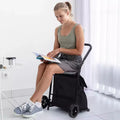 Chariot de transport pliable 2-en-1 Acekool avec sac étanche amovible, coussin d'assise épais et poignée antidérapante réglable, noir