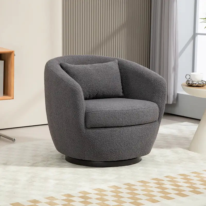 Fauteuil club pivotant rembourré avec rangement, chaise d'appoint moderne pour salon, chambre, bureau ou coin lecture