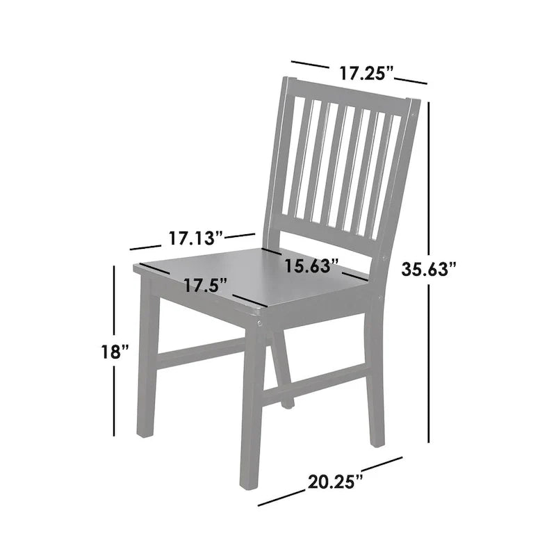 Lot de 4 chaises de salle à manger à barreaux en bois massif, cadre robuste, design classique, montage facile