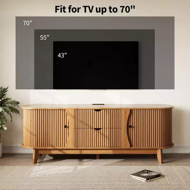 Meuble TV moderne noir/marron avec 2 tiroirs, pour 1 pièce