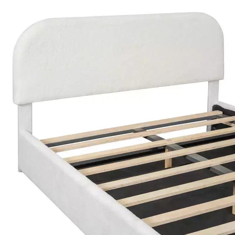 Lit capitonné Queen Size avec rangement escamotable - Blanc