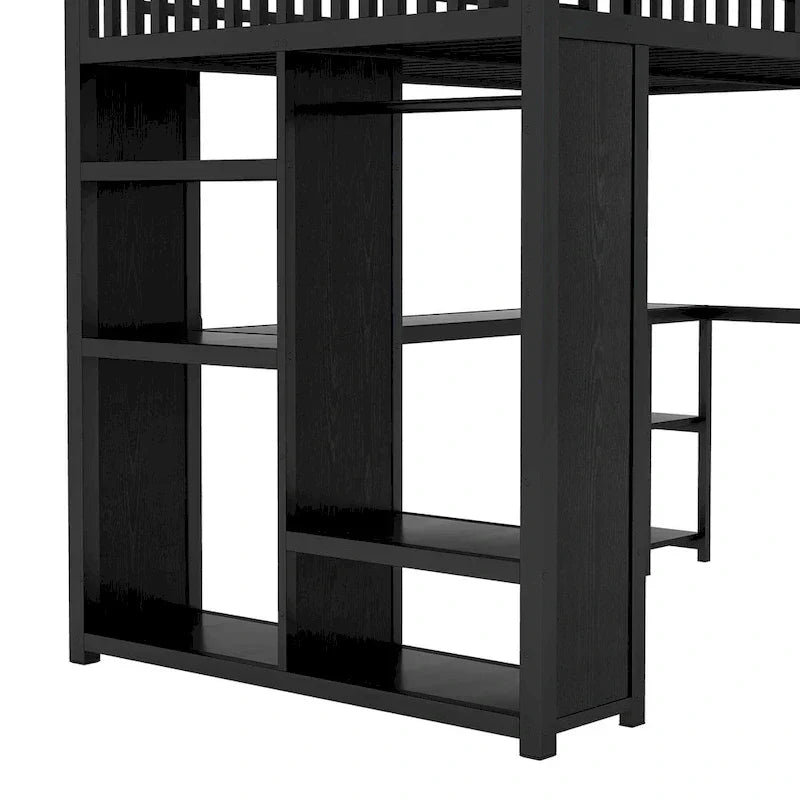 Lit mezzanine taille XL avec armoire intégrée