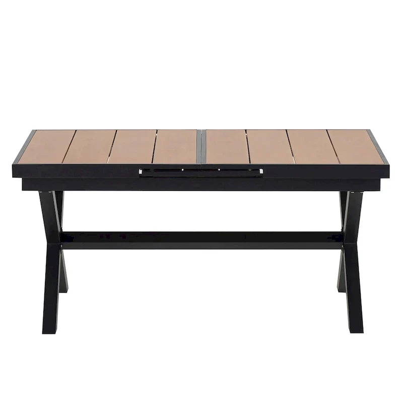 Ensemble de salle à manger d'extérieur extensible 7 pièces avec table extensible et 6 fauteuils