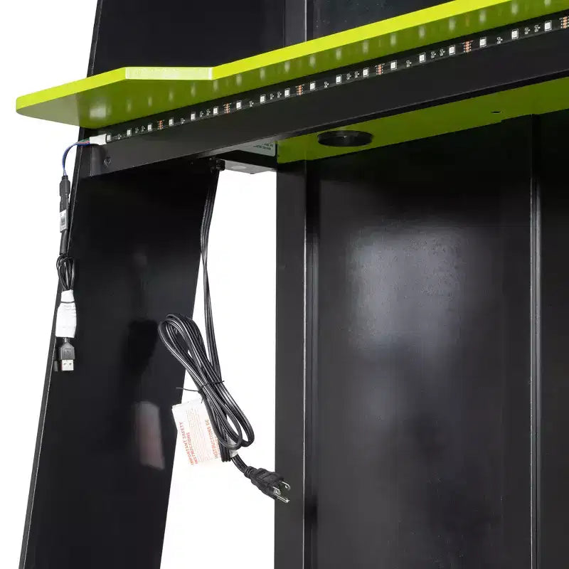 Lit mezzanine de jeu en L avec bureaux, lits superposés doubles avec lumières LED, ports USB, étagères de rangement, lit mezzanine d'angle en bois pour 2 personnes