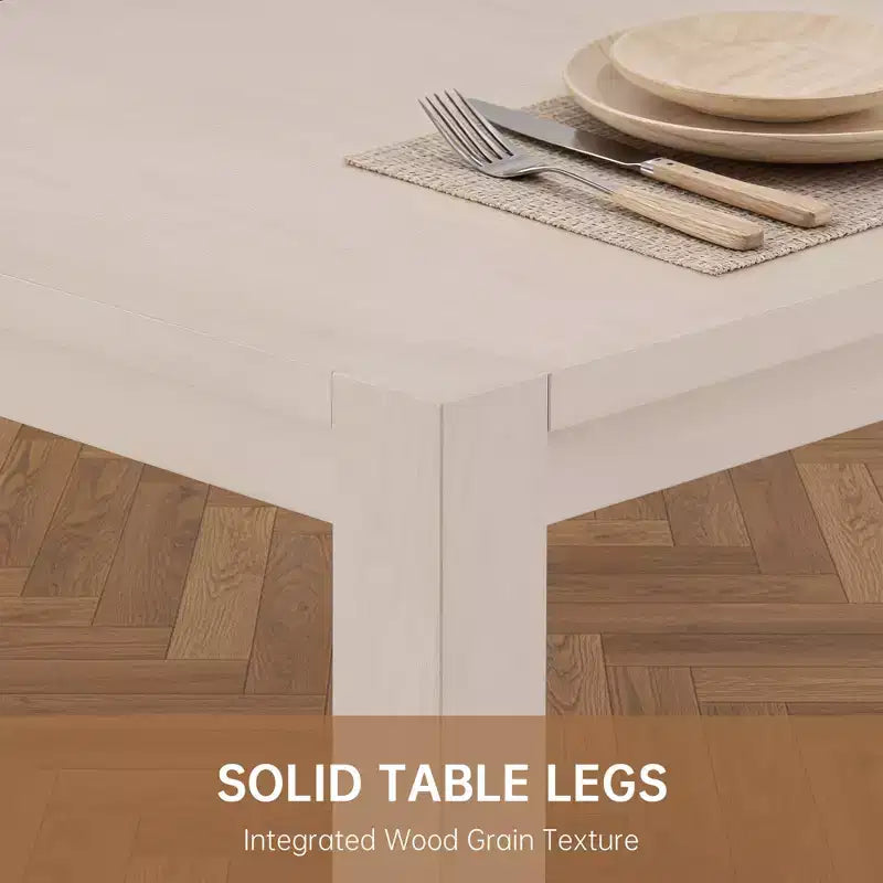 Ensemble de salle à manger moderne - Table 80" + 6 chaises rembourrées, cadre en bois massif, capacité de la table 400lbs, assemblage facile