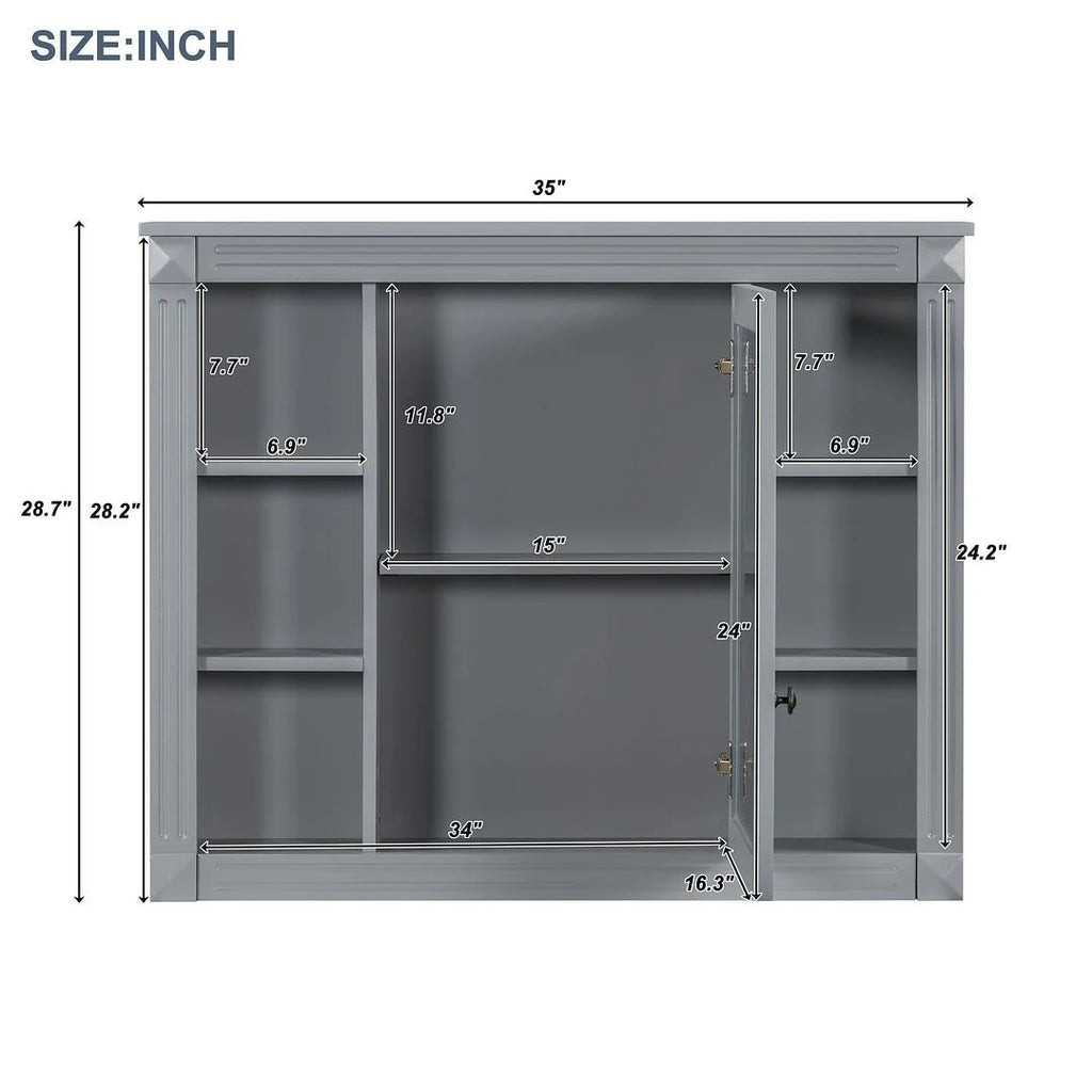 Meuble-lavabo de salle de bain moderne de 91 cm avec lavabo et armoire de toilette, 2 portes et 2 tiroirs