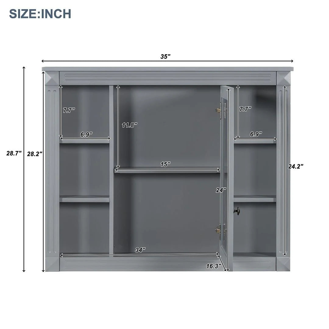 Meuble-lavabo de salle de bain moderne de 91 cm avec lavabo et armoire de toilette, 2 portes et 2 tiroirs