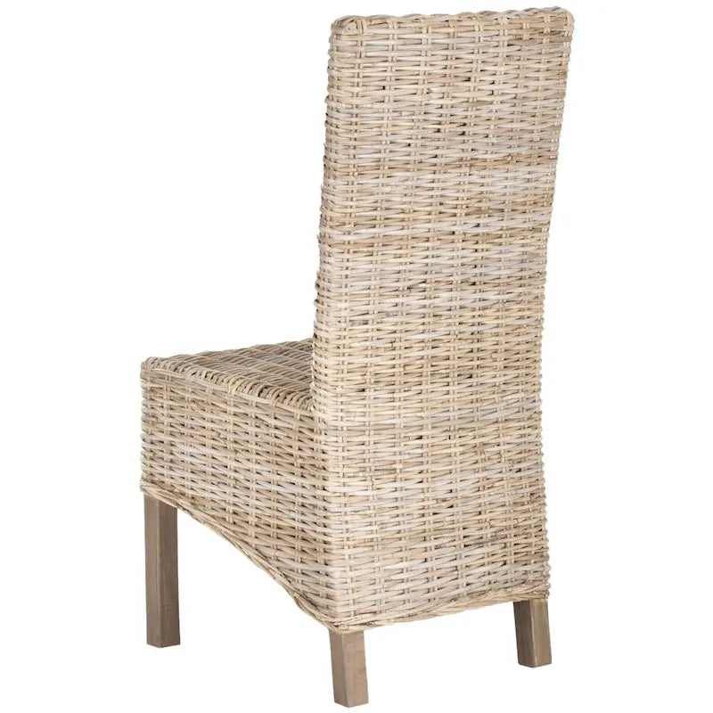Lot de 2 chaises de salle à manger en osier naturel 48L x 56P x 104H cm, style bohème côtier