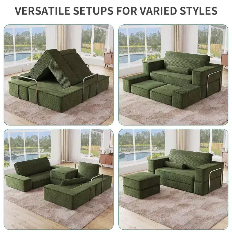 Canapé sectionnel convertible Cloud, canapé sectionnel confortable en velours côtelé, canapé confortable avec assise profonde et coussins hauts, facile à assembler