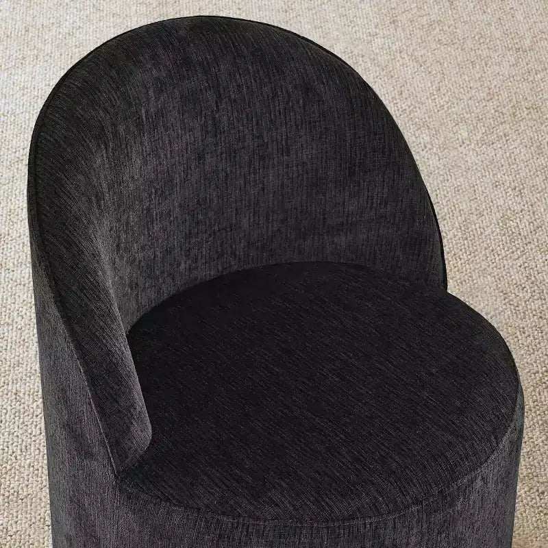 Ensemble de salle à manger moderne pour 6 personnes, table à manger ronde avec pied central, chaises de salle à manger pivotantes à roulettes, tissu chenille texturé - Panipeachy