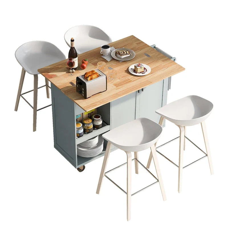 Îlot de cuisine avec plan de travail pliable, desserte de rangement de cuisine avec étagère coulissante, porte-serviettes et tiroir, roulettes.