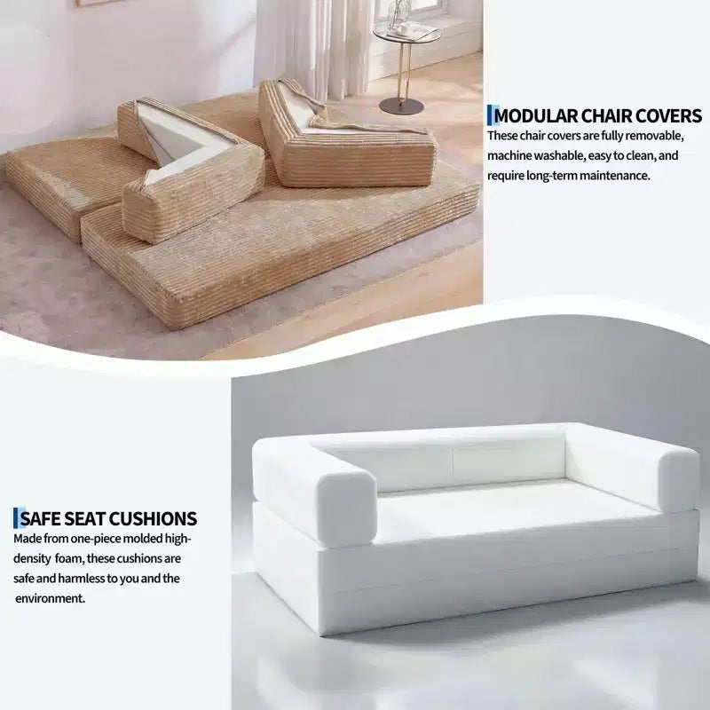 Canapé-lit convertible 5-en-1 80,7 po – Velours côtelé, 1200 lb, aucun assemblage requis