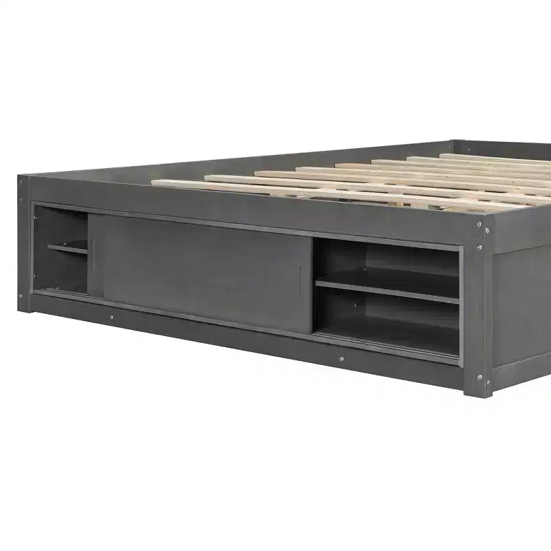 Cadre de lit plateforme Whisen Queen avec 4 tiroirs de rangement et rangement dans le pied de lit