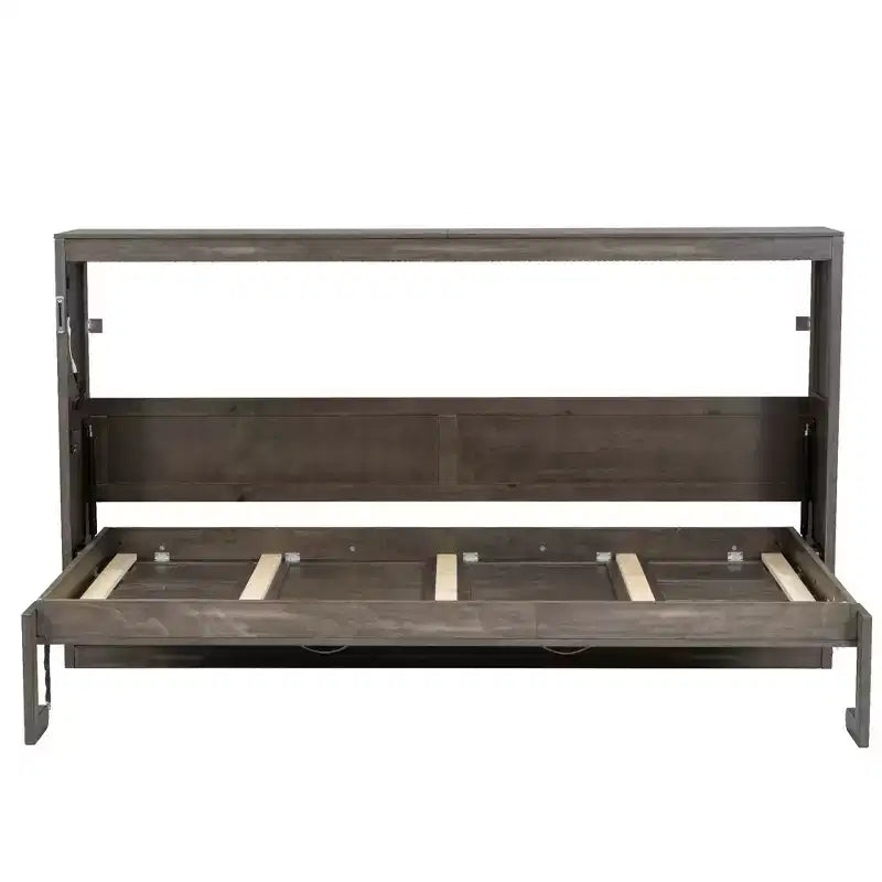 Lit escamotable double avec éclairage LED, peut être plié en armoire, armoire-lit murale dissimulée pour chambre d'amis