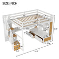 Lit mezzanine en bois massif naturel et blanc avec bureau et tiroirs