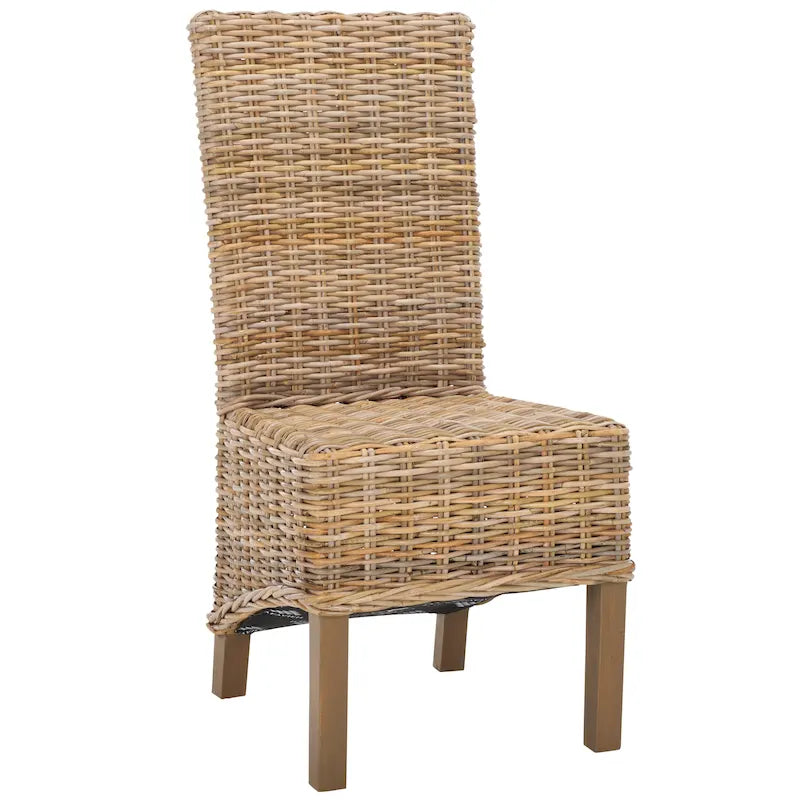 Lot de 2 chaises de salle à manger en osier naturel 48L x 56P x 104H cm, style bohème côtier