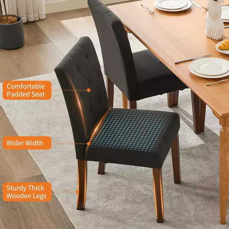 Lot de 6 / 4 chaises de salle à manger Parsons capitonnées - Chaises de cuisine en tissu rembourrées avec pieds en bois et sièges rembourrés - Meubles de salon et de cuisine