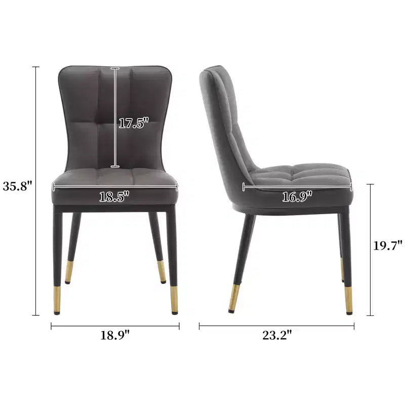 Bekrvio Lot de 6 chaises de salle à manger, modernes, rembourrées, en similicuir, avec haut dossier, pieds en métal, chaises de cuisine sans accoudoirs pour salon et salle à manger